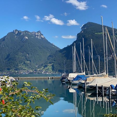 Herrlicher Blick Auf Berge Und See Faulensee Kültér fotó