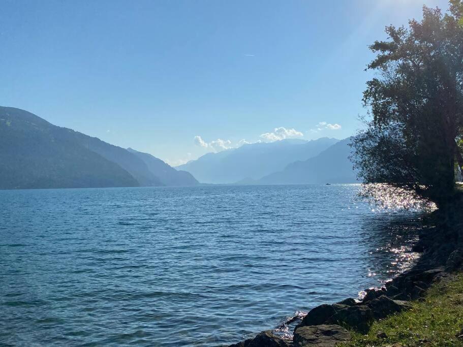 Herrlicher Blick Auf Berge Und See Faulensee Kültér fotó